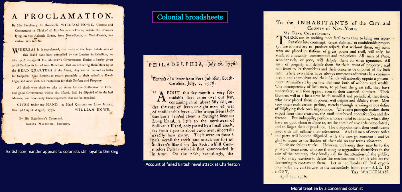 Colonial broadsheets, 1700s
